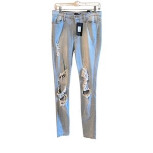 Fashion Nova Light Blue‎ Distressed Skinny Jeans